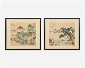 76: Pair of Chinese School Inkbrush & Colors on Silk, 20th c.