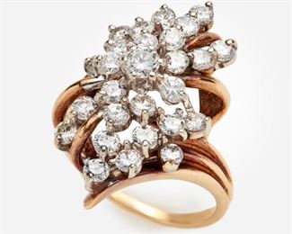 92: 14k Diamond Cocktail Ring: 1.70 ctw