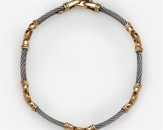 94: Charriol Cable Link Diamond Station Bracelet 18k