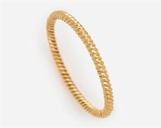 96: Italian Twist Motif Hinged Bangle Bracelet 14k, 11.6dwt