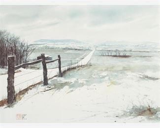 108: Louis Copt Framed Offset Landscape