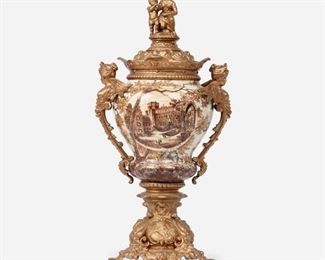 110: Urn with Cover, Figural Cast Mounts, Early 20th c.
