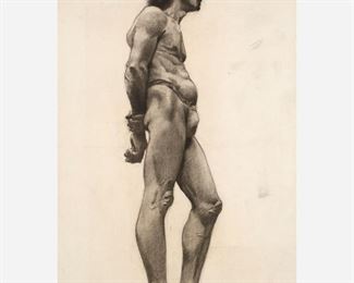 135: WILTON GLENN COOPER Antique Charcoal Figure Drawing