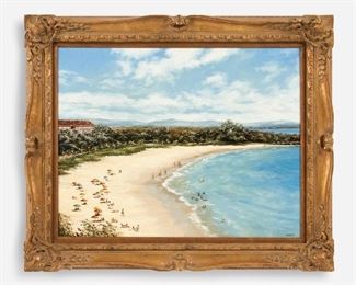 138: CINDY FAUNTZ Beach Scene (1970s Oil)