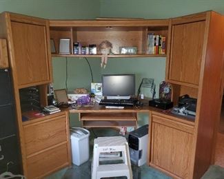 Oak office desk grouping