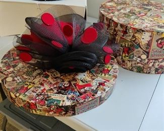 red hat with black and red dots
