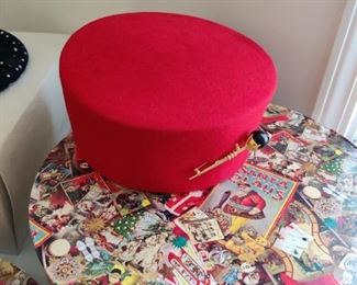 vintage wool crushed red colored hat