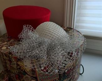 white and silver old fashioned hat