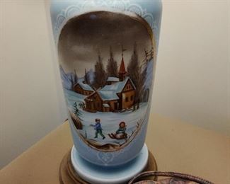 vintage blue glass lamp