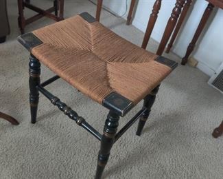 vintage stool with wicker top