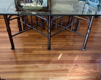 Glass-topped dining table