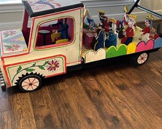 mechanical Mexican folk art nativity parade float toy