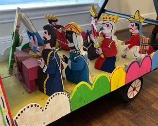 mechanical Mexican folk art Christmas parade nativity float