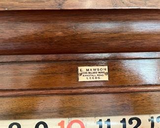 E. Mawson/Leeds Billiard Works, Kirkstall Road, Leeds Wall-Mounted Billiard Score Keeper, ca. 1900-1910; oak
