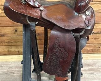 Western Horse Saddle, Tooled Leather