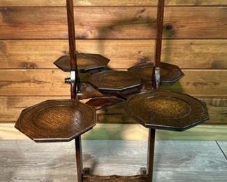 Vintage Mahogany Monoplane Pie Stand for 5 Pies