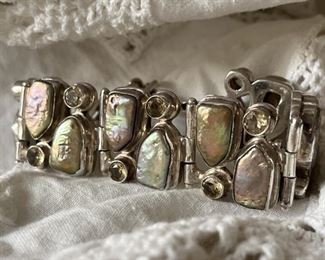 Sterling Silver, Abalone, & Citrine Bracelet