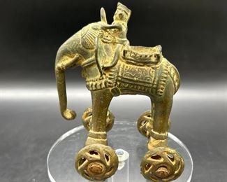 Antique Indian Temple Toy Monkey on Elephant