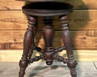 Antique Victorian Piano Stool w/ Glass Ball & Claw