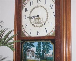 Free standing or wall clock with hand painted panel.