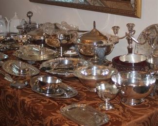 Tables filled with silver plate.