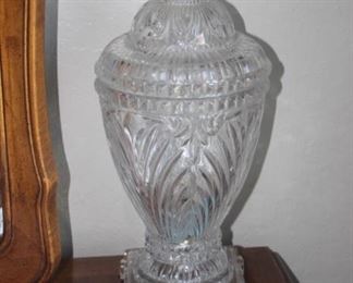 Crystal vase table lamp.