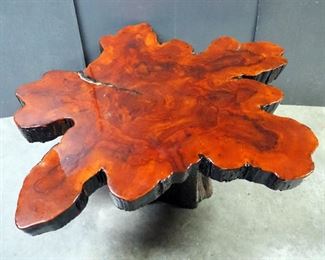 Lacquered Live Edge Wood Coffee Table