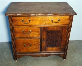 Antique 3 Drawer Rolling Wash Stand, 29" x 31" x 16.5"
