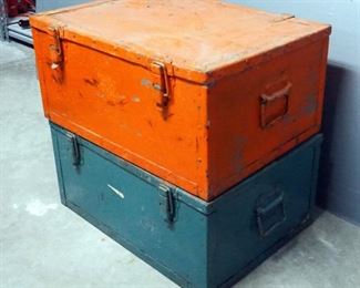 Antique Wood Storage Trunks With Iron Handle & Hinges 11.5" x 24" x 17.5"