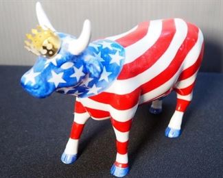 Cow Parade Painted Ceramic American Royal Cow Figurine # 9189