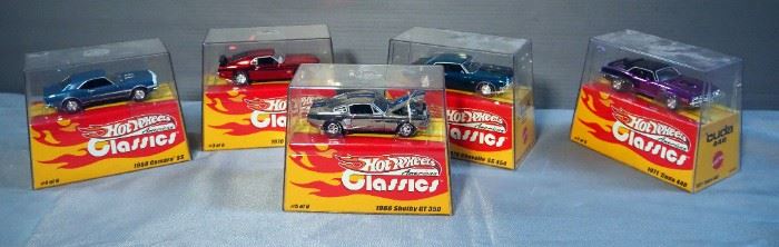 Hot Wheels Die Cast, American Classics Including 1971 Cuda 4040, 1966 Shelby Gt 350, 1970 Mustang Boss 429