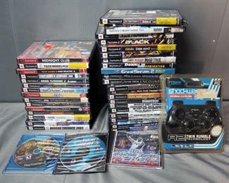 Shockwave Wireless PS2 Controller, Unknown Working Order, And PS2 Games Including, Midnight Club, Tiger Woods PGA Tour And More, Approx. Qty 39