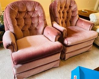 #51 & #52 -  $46 Each swivel velours pink chairs 
