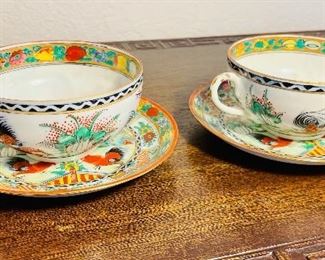 20______$90 
Pair of Chinese rooster tea cups and saucers 