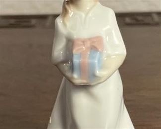 #78 -$16 -  Lladro girl in nightgown holding a gift Christmas Ornament (Presale total purchase need to be over $50)
