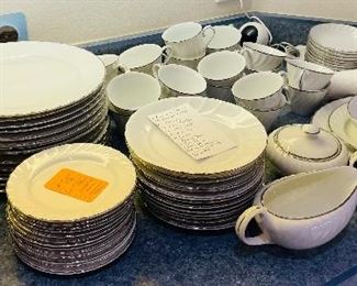 30_____$240 
Norleans set of china (white scallopped with silver rim)