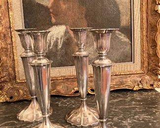 Sterling silver Art Nouveau candlesticks by Watson Silver 