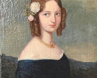 19th century portrait, oil on canvas, laid down on board