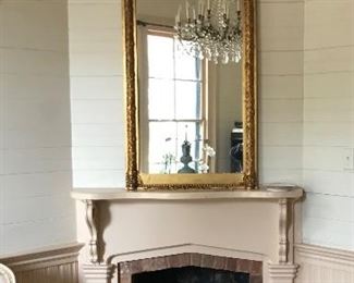 19th century gilt wood pier mirror and console table with marble top