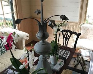 Antique Victorian zinc roof finial with flowers