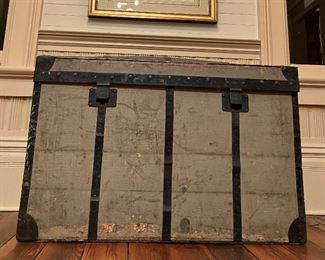 Third Louis Vuitton Trunk (part of a matched pair) Rare and antique Trianon gray painted canvas 