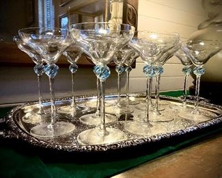 16 antique mouth blown champagne coups purchased in Venice, Italy in the 1920’s; possibly Salviati