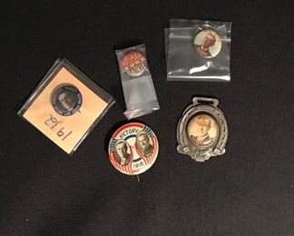 Authentic antique presidential campaign buttons, a Wilson & Pershing celluloid jugate, celluloid pinback 