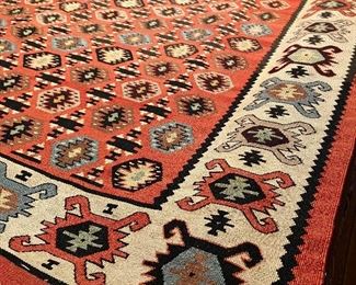 Turkish Kilim flat weave rug, very clean, excellent condition.  8’ by 5’3”