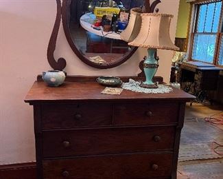 Antique oak dresser with swivel mirror 