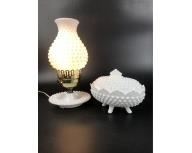Hobnail Lamp and covered Candy