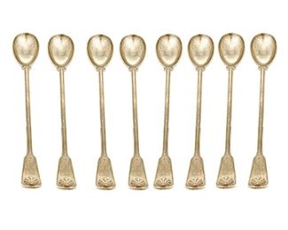 4119
A Set Of Tiffany & Co "Shell And Thread" Sterling Silver Iced Tea Spoons
Mid-20th century
Each marked for Tiffany & Co. sterling
Designed 1905, each with an anthemion handle, 8 pieces
Each: 7.5" L
9.205 oz. troy approximately
Estimate: $400 - $600