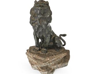 4199
Leon Bureau
1866-1906, French
"Seated Lion"
Patinated bronze on a granite base
Signed to base: L. Bureau
10.5" H x 5.5" W x 7.5" D
Estimate: $500 - $700