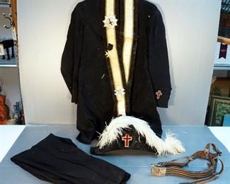 Antique M.C.Lilley & Co. Militairy/Ceremonial Uniform Including Feathered Hat, Jacket, Trousers, Sash And Belt
