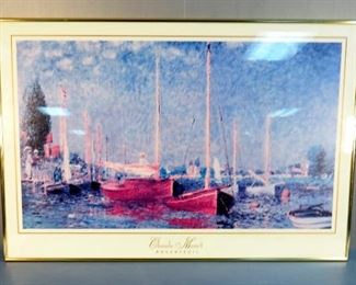 Framed Matted Under Glass Titled Argenteuil Claude Monet, 24" x 36"